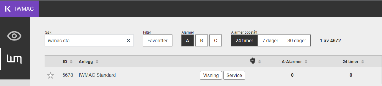 Screenshot of the alarm settings page