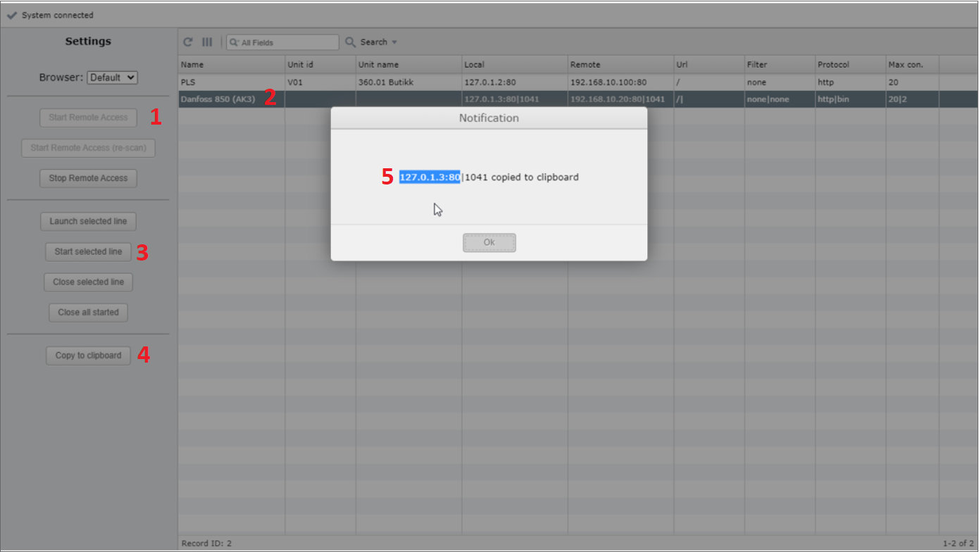 Remote Access adresse