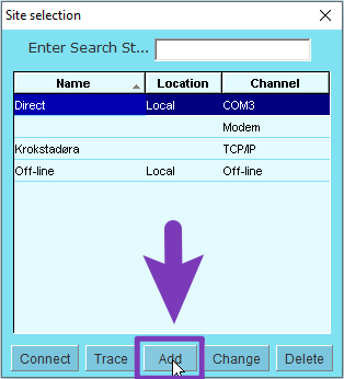 Add new site in Service Tool