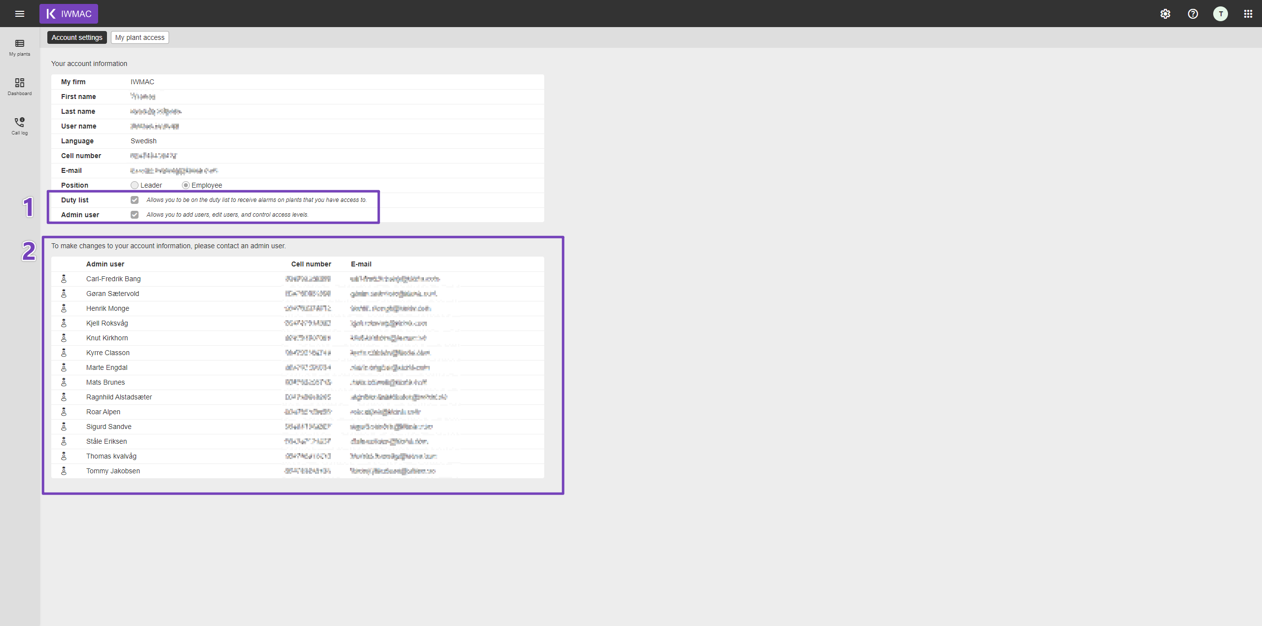 Liste over administratorer
