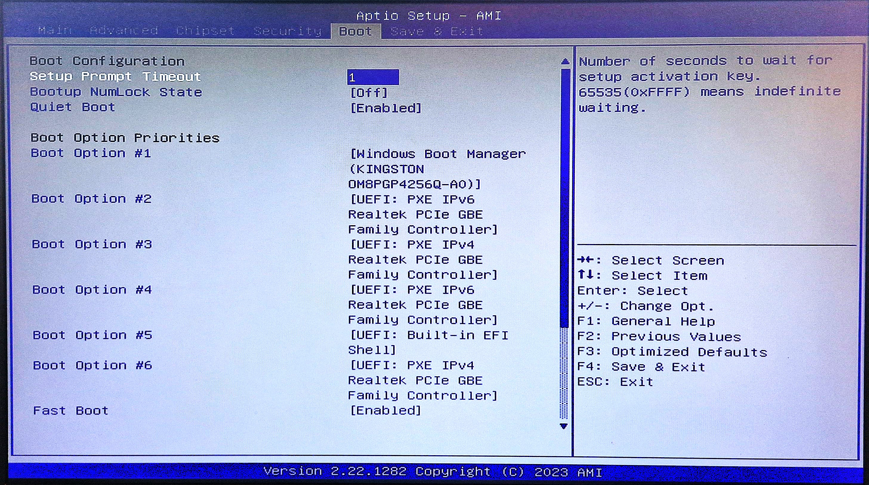 Boot settings