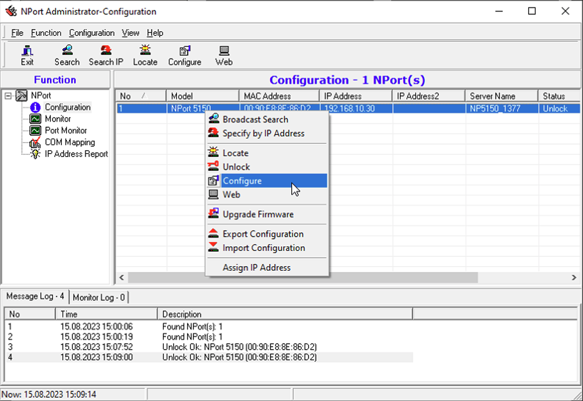 Configuration de l'adresse IP