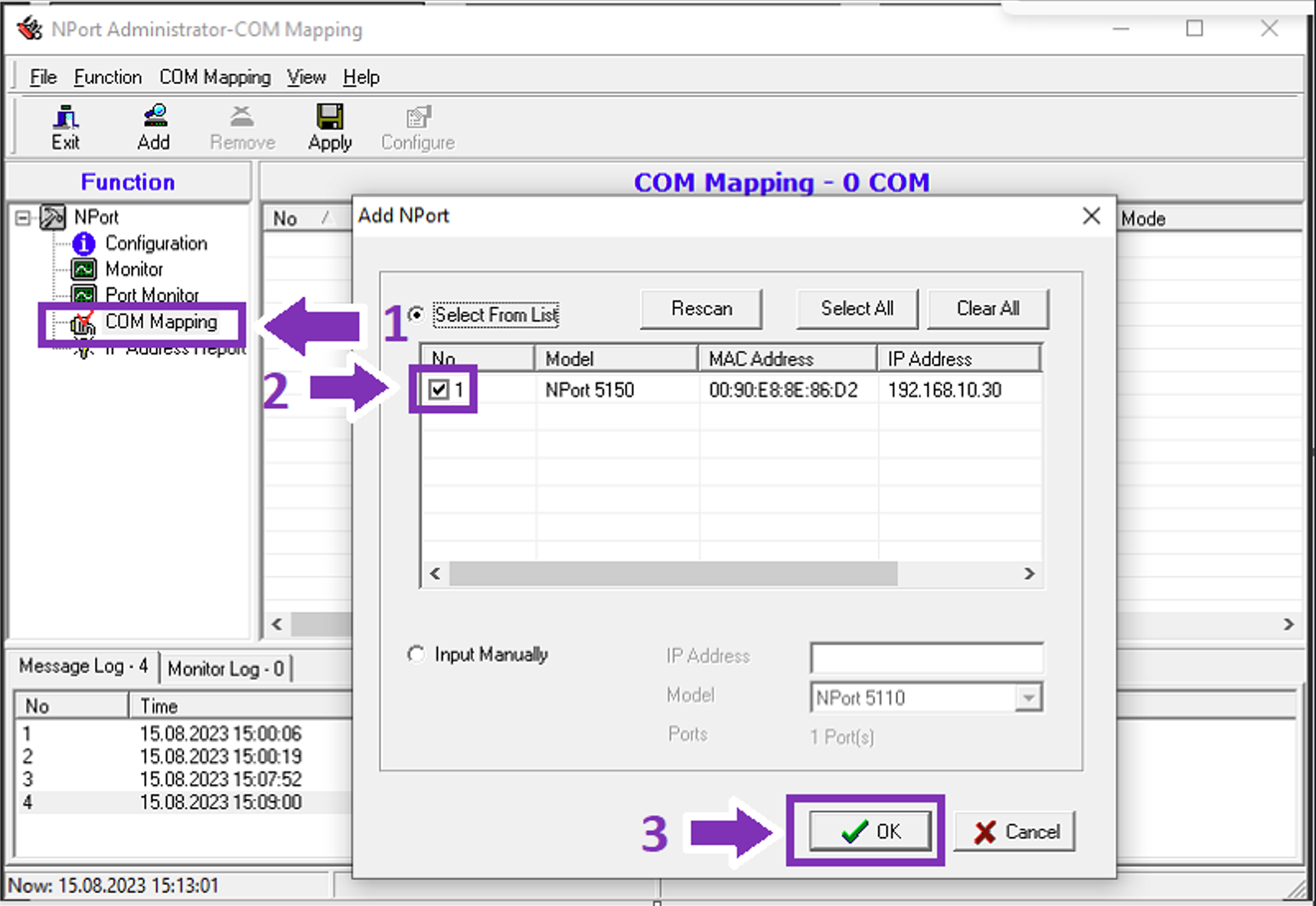 Ajout du COM mapping