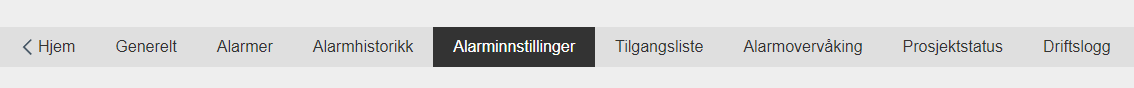 Navigasjon til Alarminnstillinger